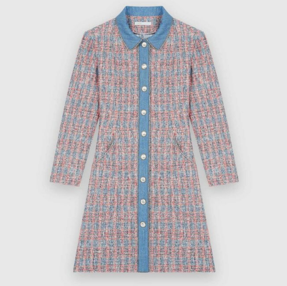 ⭐HOST PICK⭐ MAJE Tweed Dress with Denim Contrasts